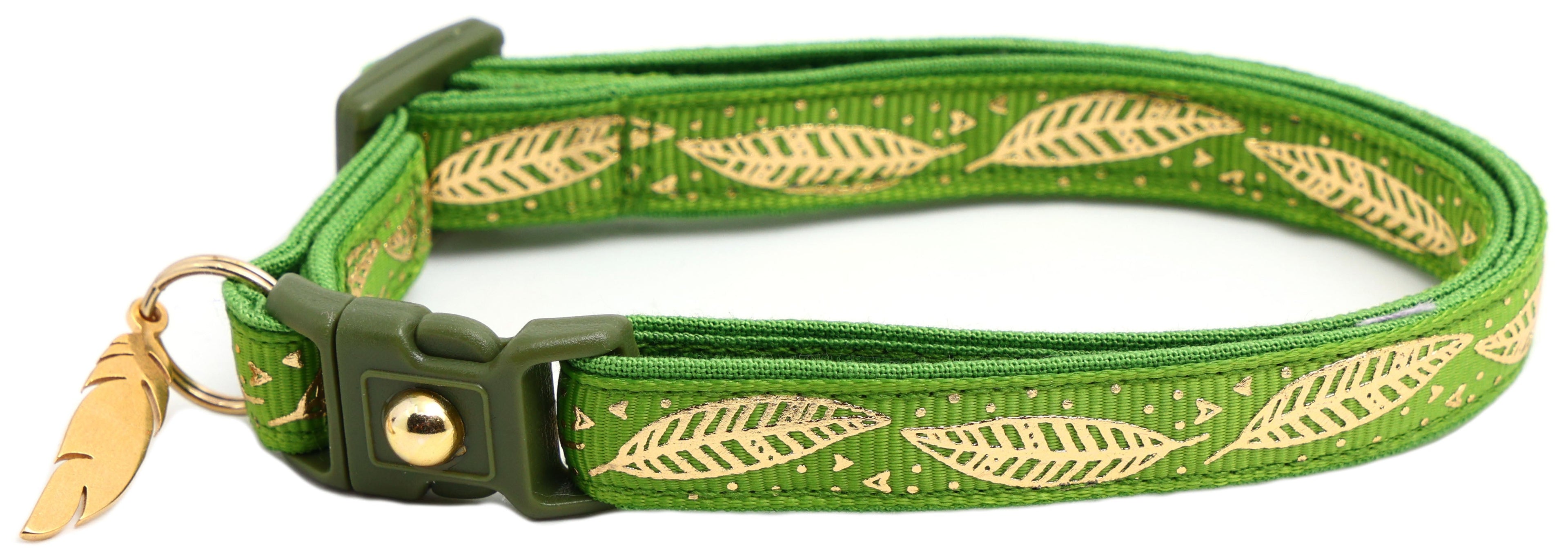 Metallic Gold Feathers Cat Collar-3