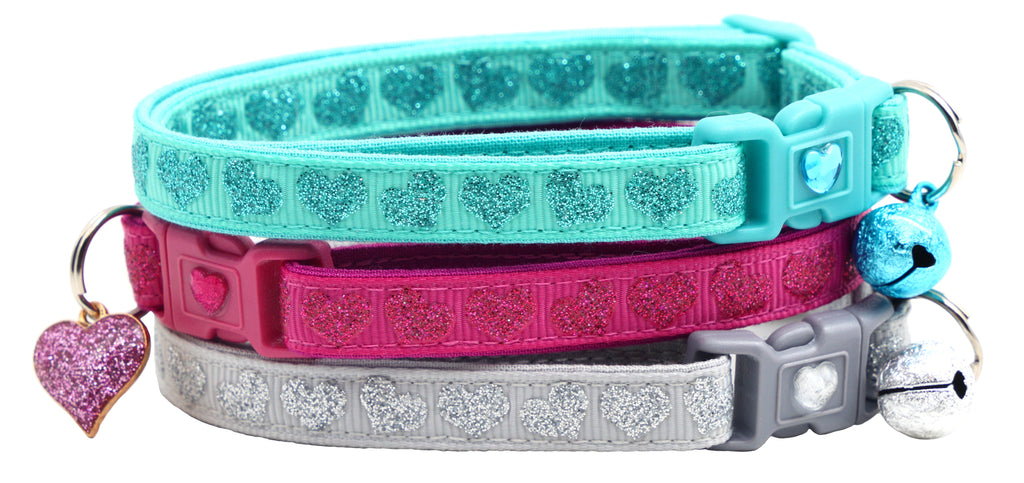 Glitter Hearts Breakaway Cat Collar-0