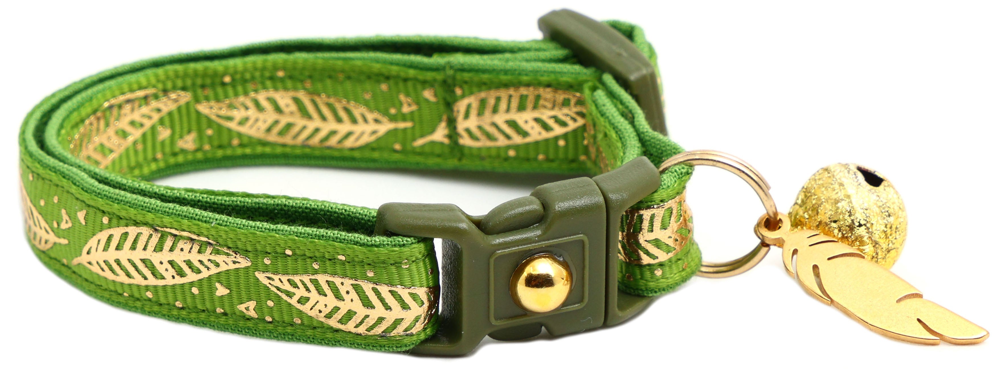 Metallic Gold Feathers Cat Collar-1