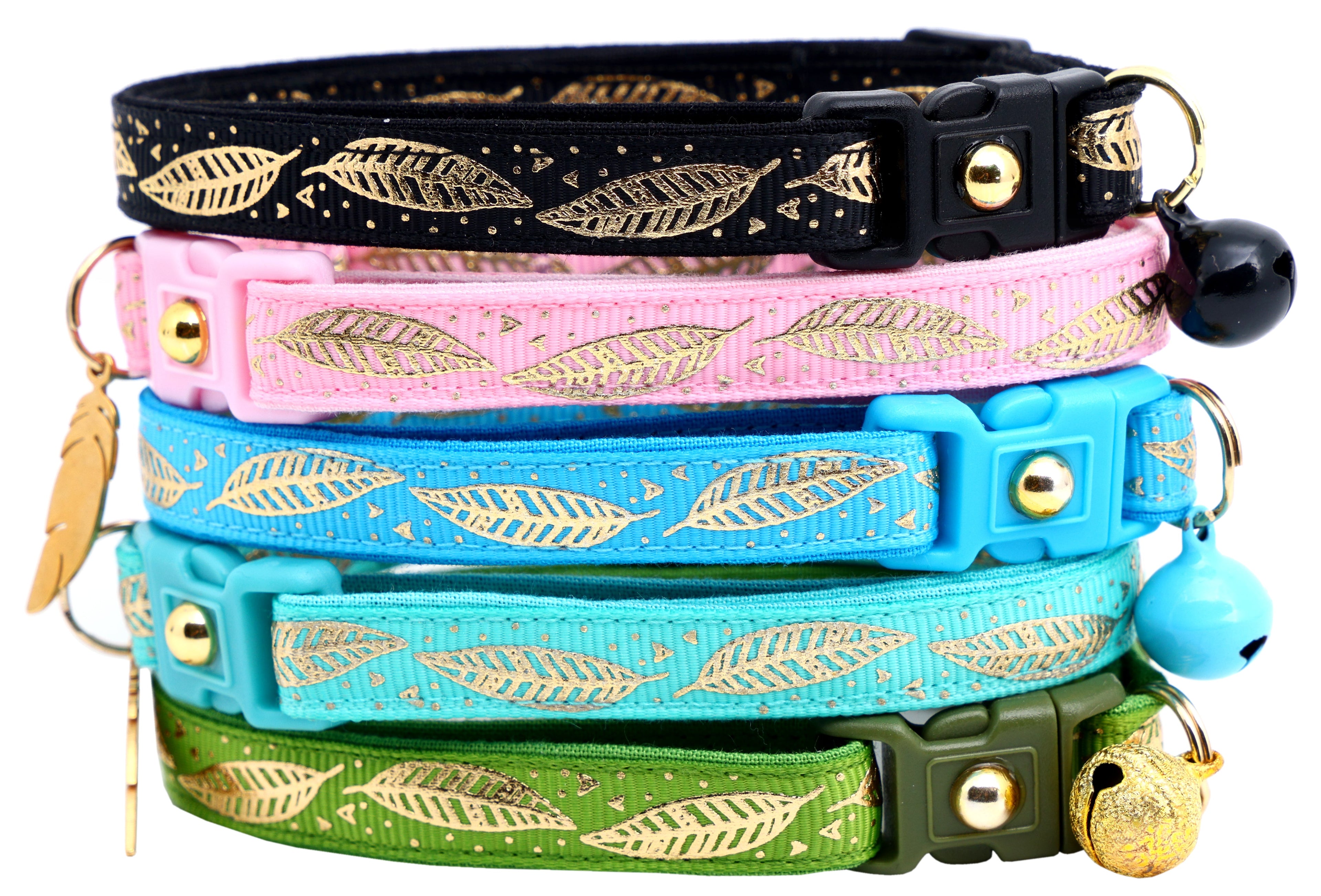 Metallic Gold Feathers Cat Collar-0