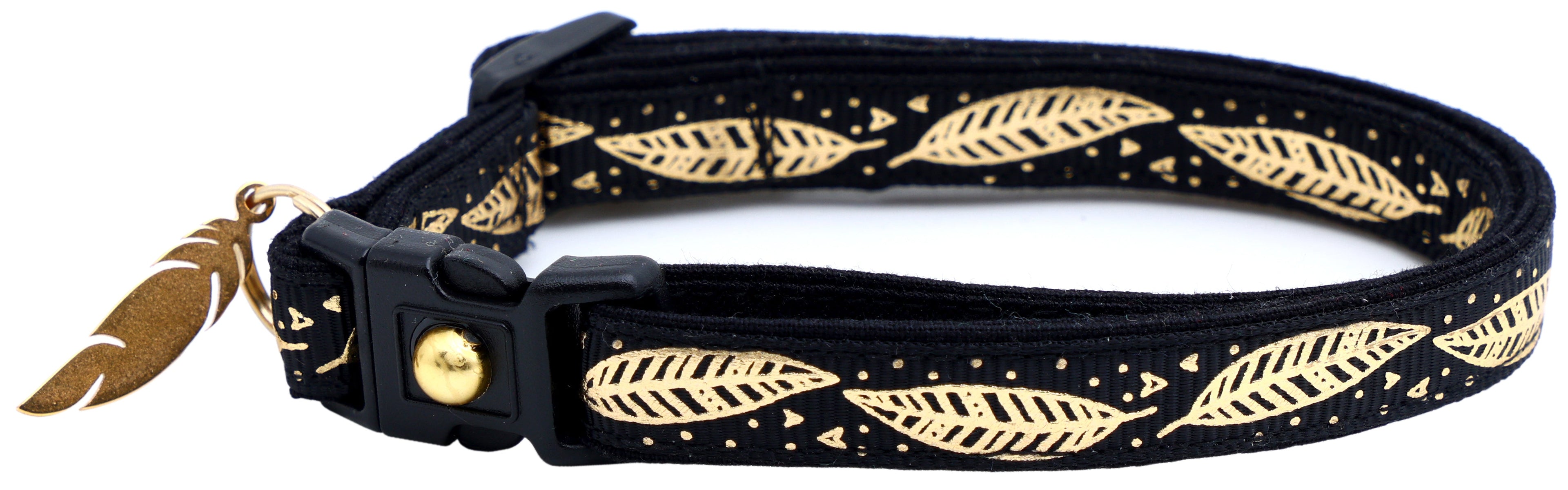 Metallic Gold Feathers Cat Collar-20