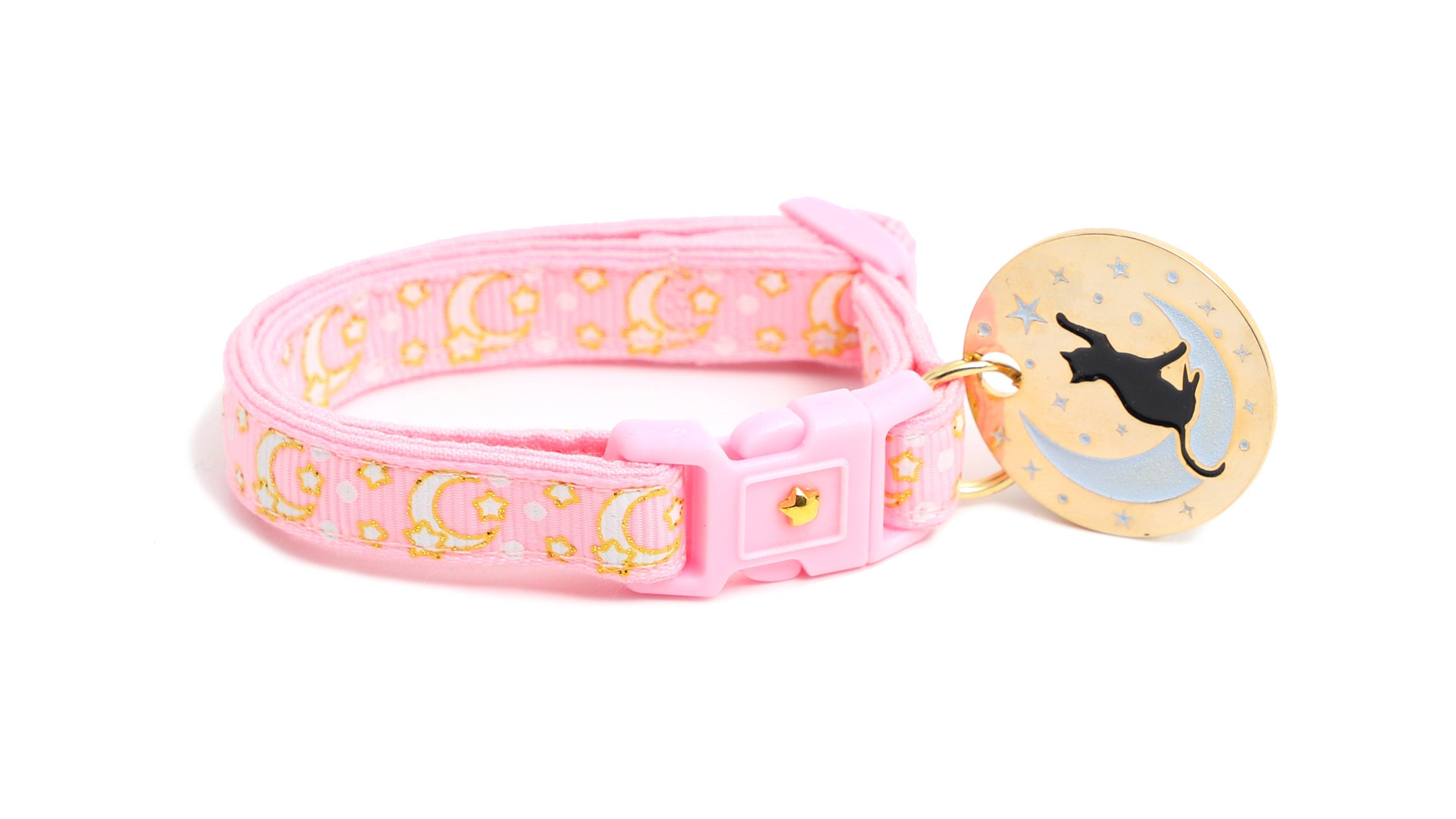 Gold Moons and Stars on Powder Pink Cat Collar