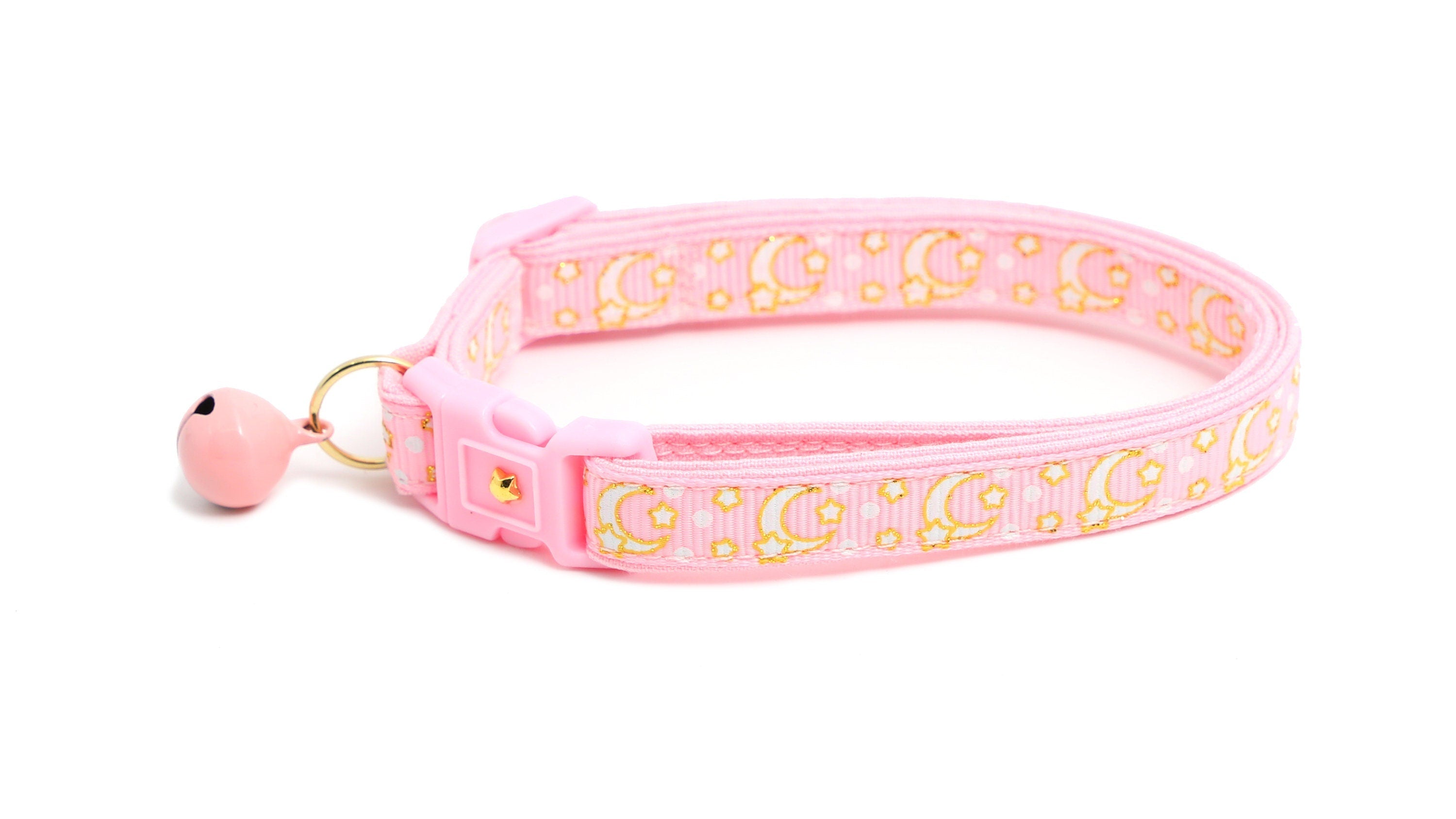 Gold Moons and Stars on Powder Pink Cat Collar