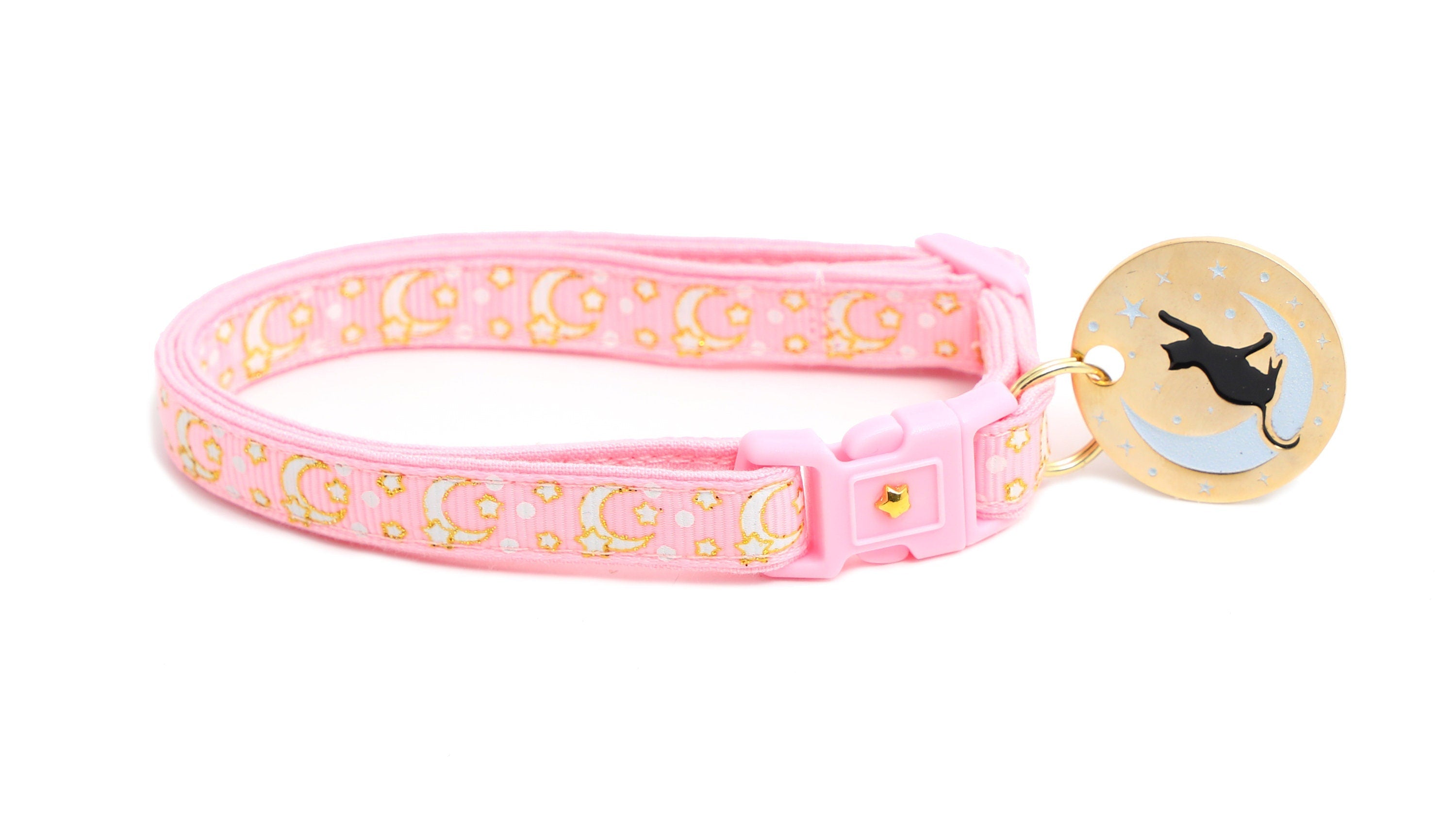 Gold Moons and Stars on Powder Pink Cat Collar