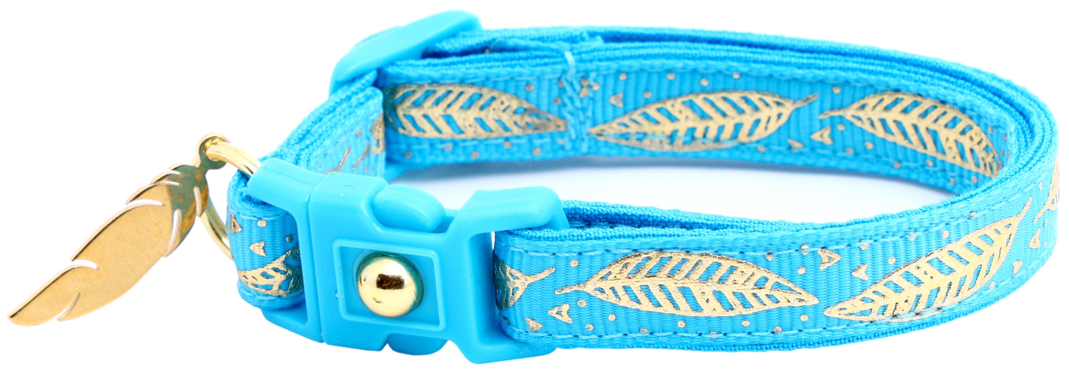 Metallic Gold Feathers Cat Collar-17