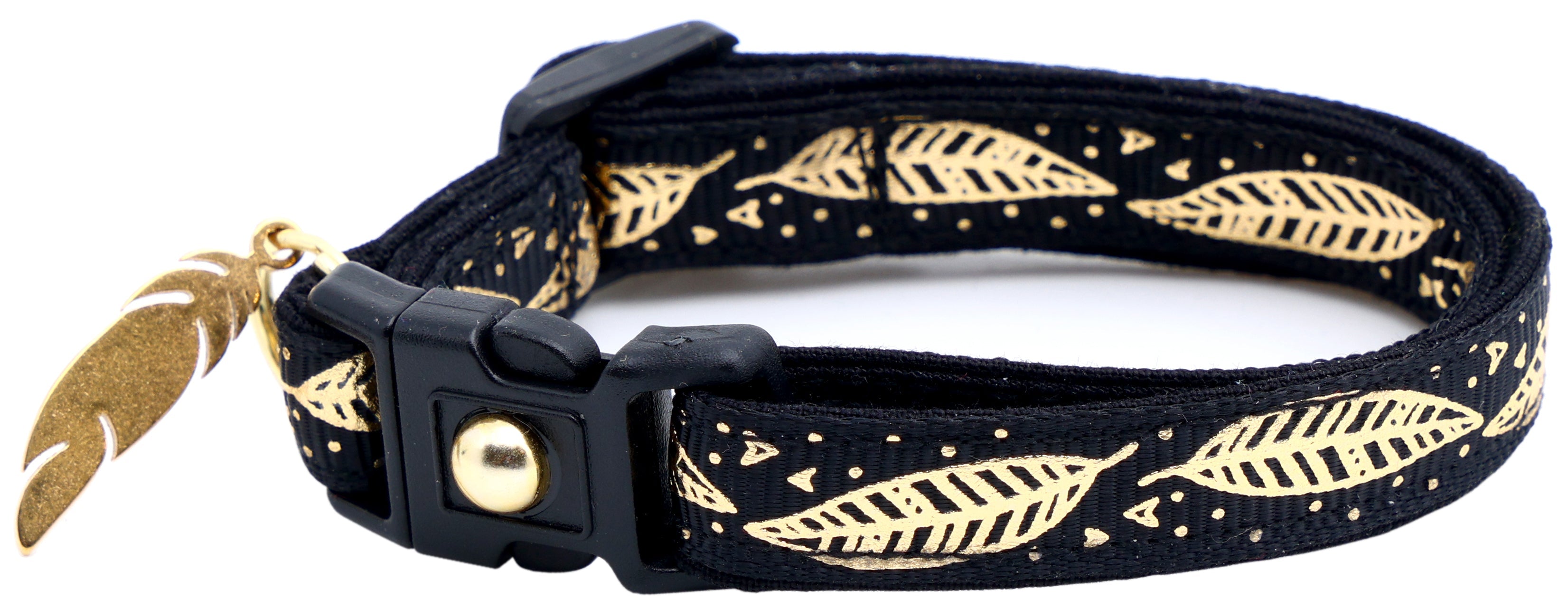 Metallic Gold Feathers Cat Collar-16